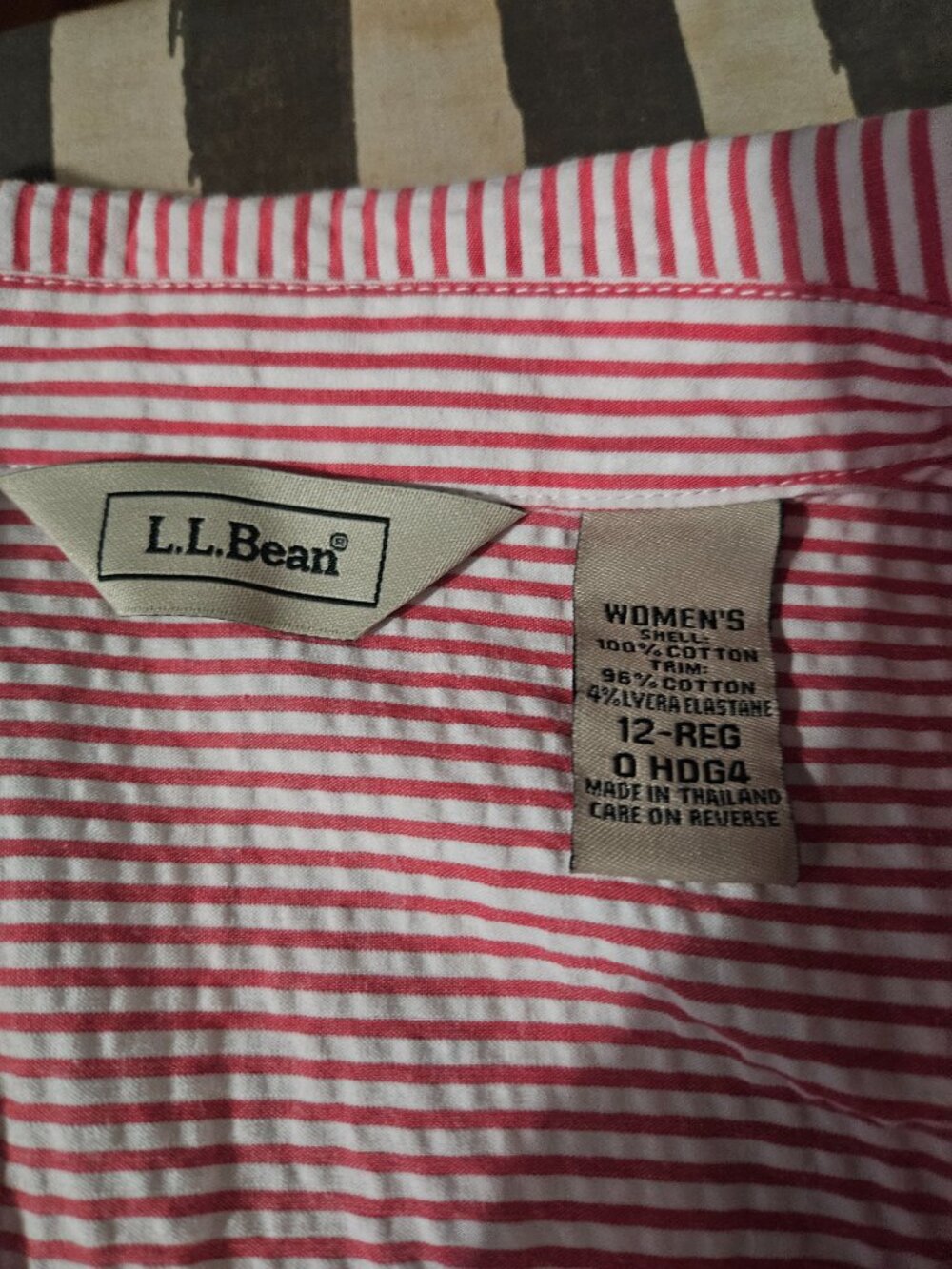 L.L. Bean Red & White Striped Seersucker Blazer - Picture 4 of 6